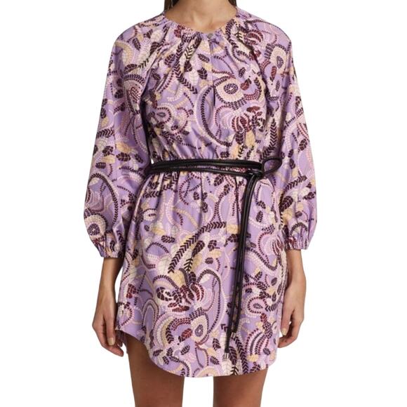 A.L.C. Rosanna Purple Paisley Print Cotton Mini Dress Women’s Size 6 - Picture 8 of 8